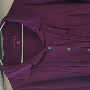 Woman Within 2x purple pleated button down shirt